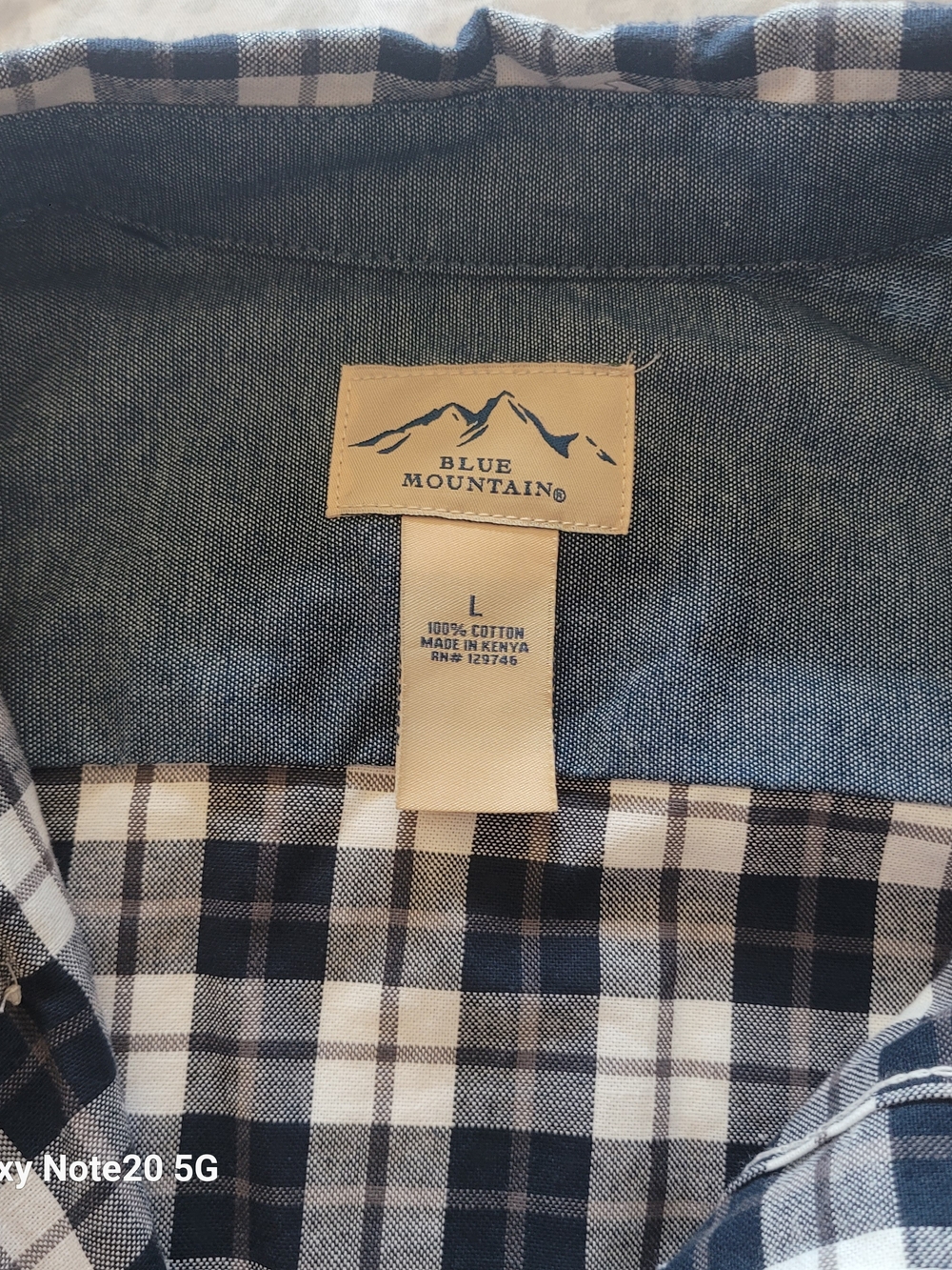 Blue Mountain Men's Long Sleeve Blue Plaid Shirt